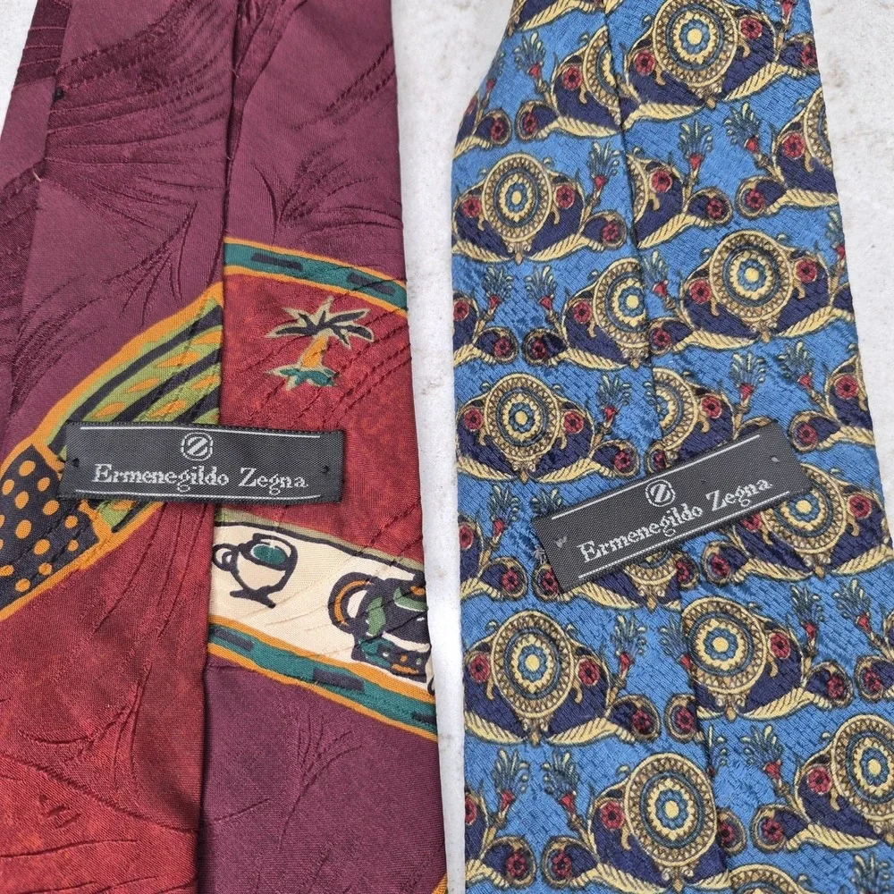 Vintage‎ Ermenegildo Zegna Silk Neckties Lot of 2 Men's Designer  Ties Italy